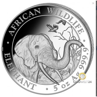 5 Unzen Silber Somalia Elefant 2018