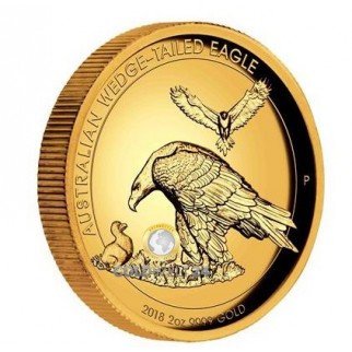 2 Unzen Gold Wedge Tailed Eagle 2018 High Relief PP