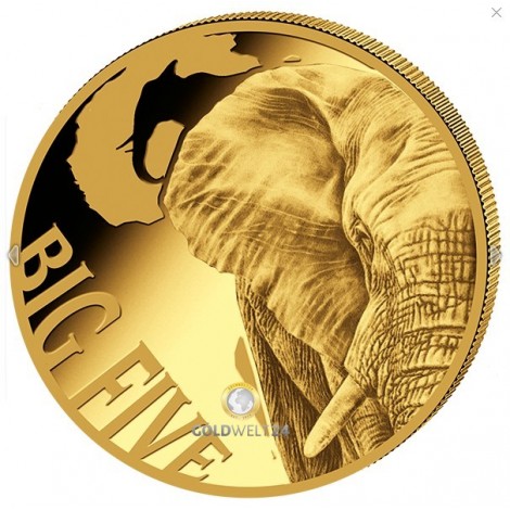 5 Unzen Gold "Big Five" Elefant 2018 Polierte Platte