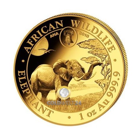 Zert.Nr. 1 / 1 Unze Gold Somalia Elefant ANA Münzmesse 2018