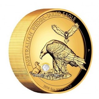5 Unzen Gold Wedge Tailed Eagle 2018 High Relief PP