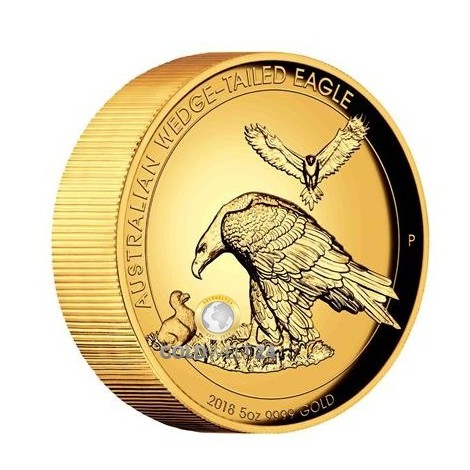 5 Unzen Gold Wedge Tailed Eagle 2018 High Relief PP