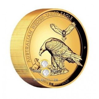 1 Kilo Gold Wedge Tailed Eagle 2018 Polierte Platte