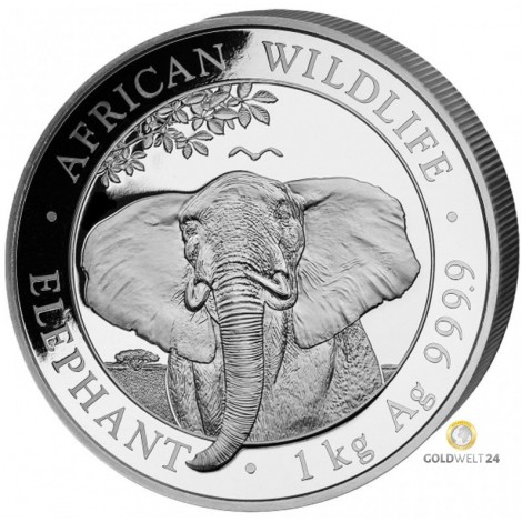 1 kg Silber Somalia Elefant 2015 Antik Finish