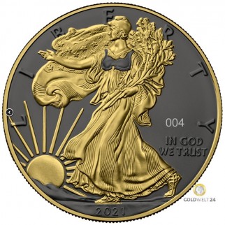 1 Unze Silber American Eagle Golden Ring 2021