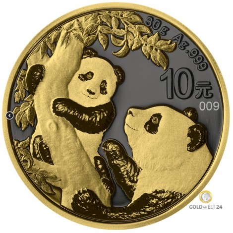 30g Silber China Panda Golden Ring 2021