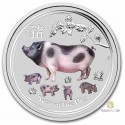 1 Kilo Silber Lunar Schwein Color 2019