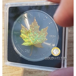 1 Unze Silber Maple Leaf Golden Holo 2021