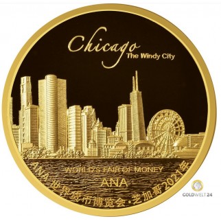 1 Unze Gold China Panda Chicago windy city 2021 PP