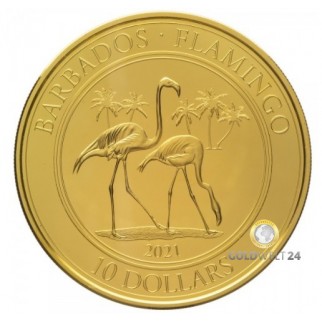 1 Unze Gold Barbados Flamingo 2021
