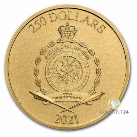 1 Unze Gold Niue 250 Dollars Kong 2021