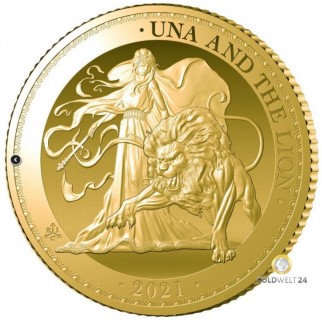 1 Unze Gold St. Helena Una and the Lion PP 2021
