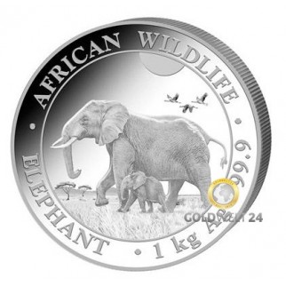 1 kg Silber Somalia Elefant 2015 Antik Finish