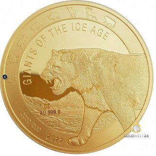 1 Unze Gold Giganten der Eiszeit - Höhlenlöwe 2022 PP