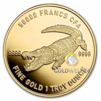 1 Unze Gold Tschad Mandala Krokodil 2022