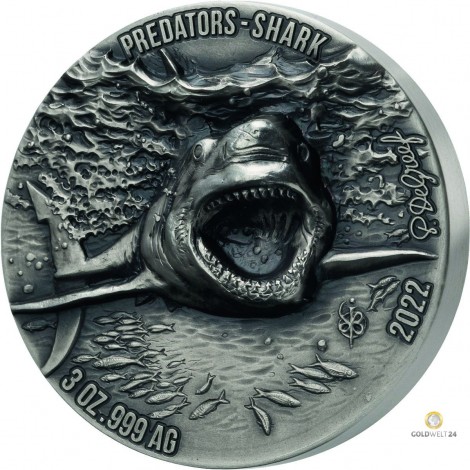 3 Unzen Silber Predators Serie Shark 2022