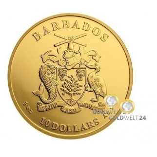 1 Unze Gold Barbados Flamingo 2022