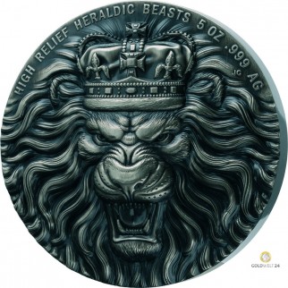 5 Unzen Silber Tristan da Cunha Heraldischer Löwe