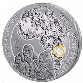 1 Unze Silber Ruanda African Ounce Berggorilla 2023 PP