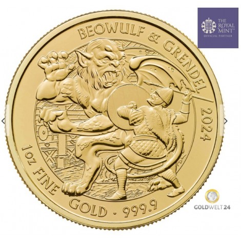 1 Unze Gold Großbritannien Myths Legends Morgan Beowulf 2024