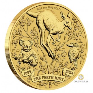 1 Unze Gold Australien Känguru 125 Jahre Perth Mint