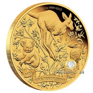 1 Unze Gold Australien Känguru 125 Jahre Perth Mint