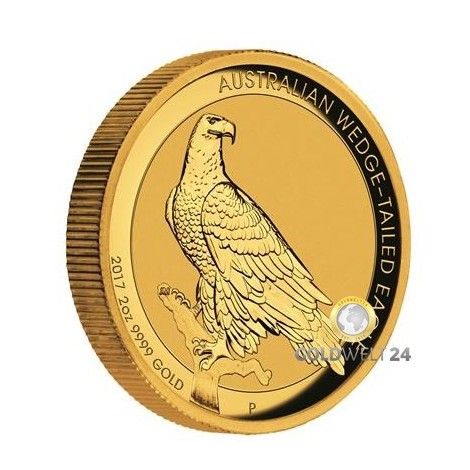 2 Unzen Gold Wedge Tailed Eagle 2017 High Relief PP